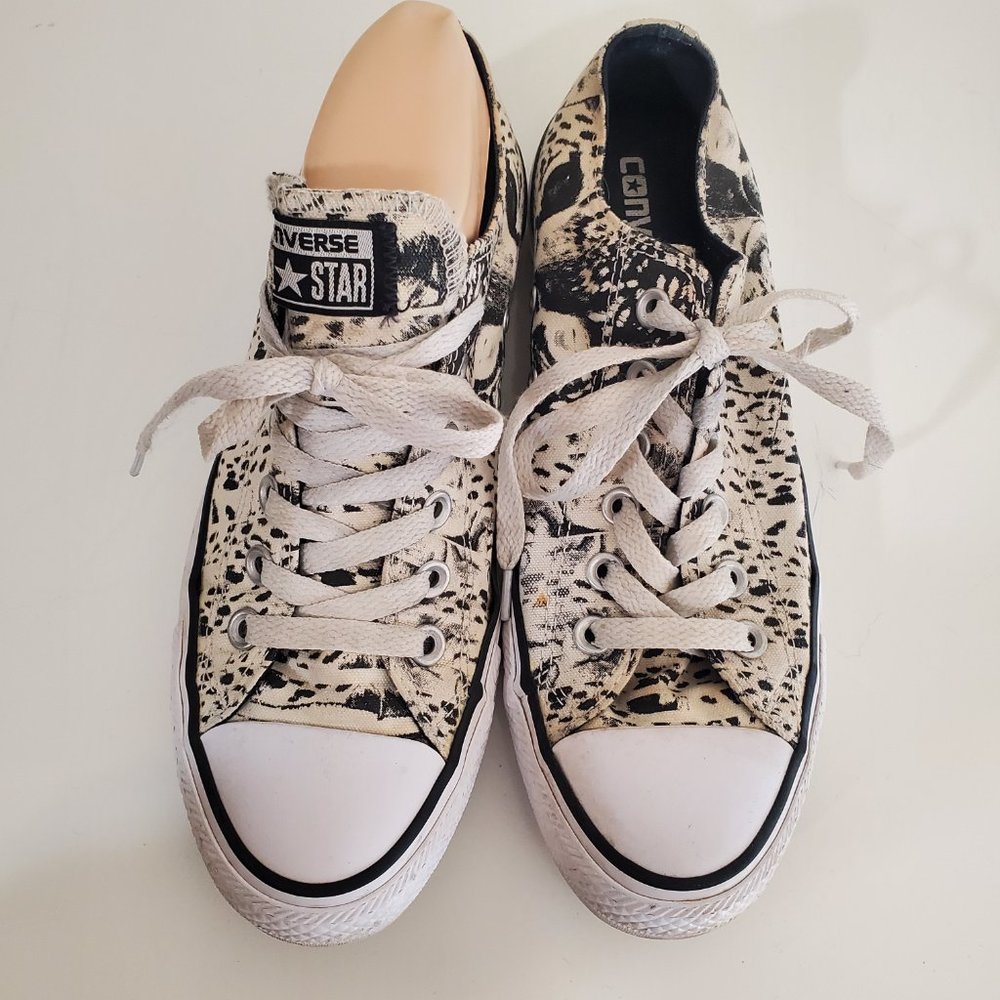 Converse Low Top Sneakers in Black and Cream Splatter - Picture 4 of 10
